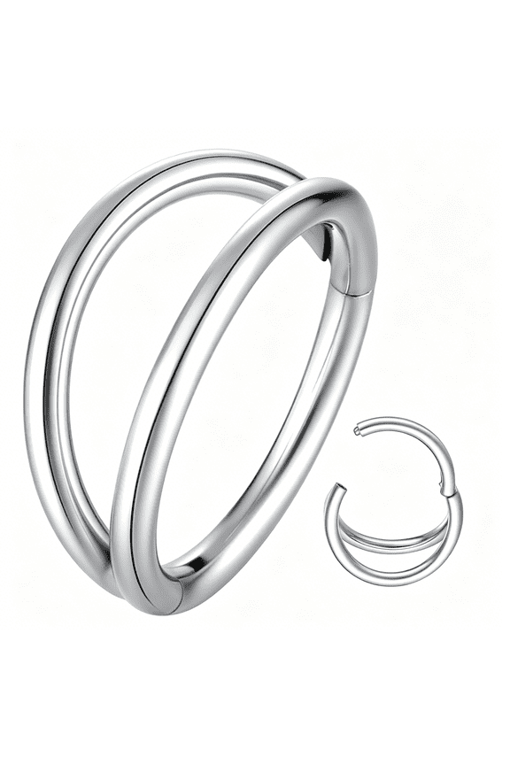 Double Hoop Nose Ring 18G 16G 316L Surgical Steel Cartilage Earring Septum Jewelry Seamless Hinged Clicker Segment Ring Conch Daith Tragus Helix Rook Piercing Earring Lip Ring