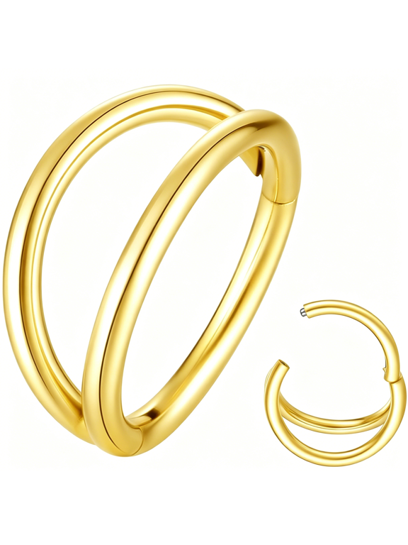 Double Hoop Nose Ring 18G 16G 316L Surgical Steel Cartilage Earring Septum Jewelry Seamless Hinged Clicker Segment Ring Conch Daith Tragus Helix Rook Piercing Earring Lip Ring
