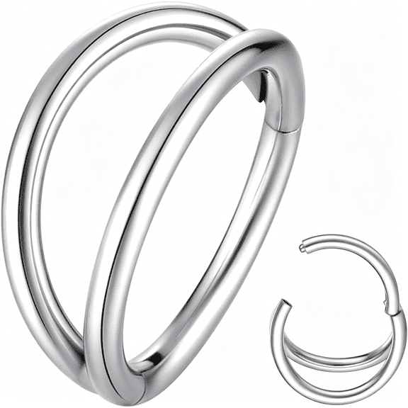 DESIGNICE Double Hoop Nose Ring 18G 16G 316L Surgical Steel Cartilage Earring Septum Jewelry Seamless Hinged Clicker Segment Ring Conch Daith Tragus Helix Rook Piercing Earring Lip Ring