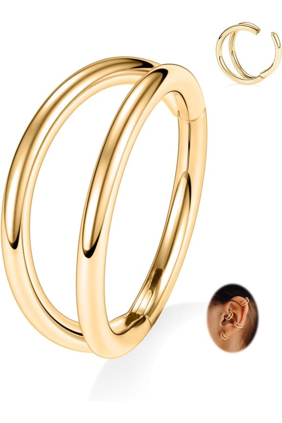 Double Hoop Nose Ring Conch Piercing Jewelry Septum Ring Cartilage Earring Tragus Helix Rook Daith Piercing Jewelry 316L Surgical Steel