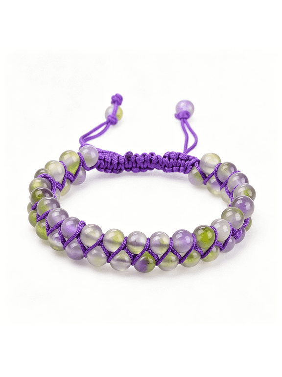 Double Layer Natural Chakra Healing Power Crystals Macrame Bracelet Yoga Stone Beads Gemstone Meditation Relax Anxiety Bangle for Unisex Women Men