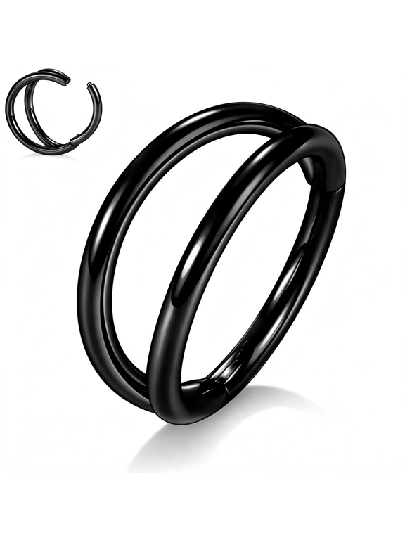 Double Nose Ring Hoop Conch Piercing Jewelry Cartilage Earring Surgical Steel Clicker Ring,Septum Jewelry,Hinged Nose Ring,Used in Conch,,Cartilage,Daith