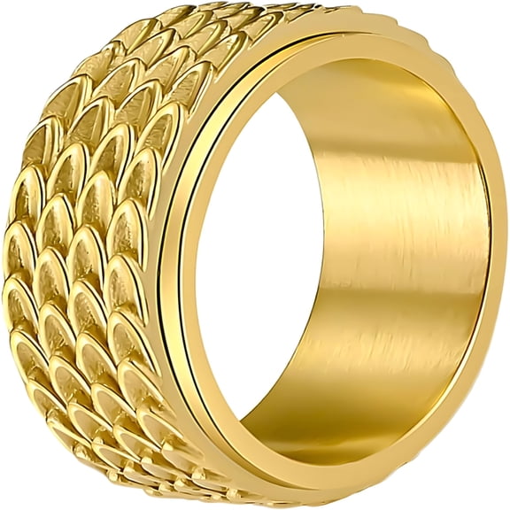 DESIGNICE Dragon Scale Anxiety Ring for Men Cool Stainless Steel Snake Dragon Scales Spinner Rings Fidget Ring Mens Ring