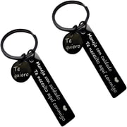 DESIGNICE Drive Safe Keychain, Te Necesito Aqui Conmigo Spanish Pendant for Him Her, I Love You Gifts for Boyfriend Husband Birthday for Him Gifts Boyfriend