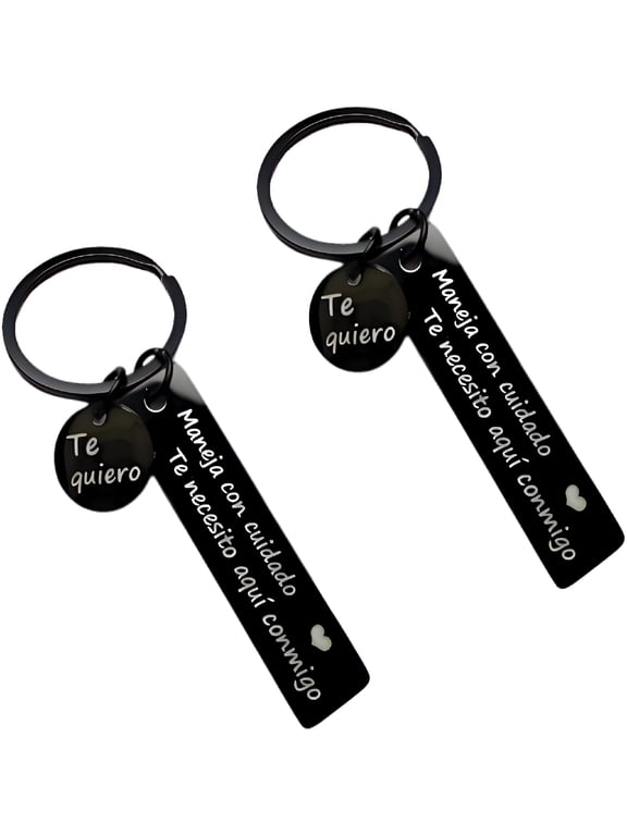 Drive Safe Keychain, Te Necesito Aqui Conmigo Spanish Pendant for Him Her, I Love You Gifts for Boyfriend Husband Birthday for Him Gifts Boyfriend