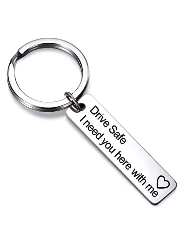 Drive Safe Keychain for Him, Bag Pendant Boyfriend Birthday Gifts, Keychain Use I Love You Gifts for Him, Silver, Style1