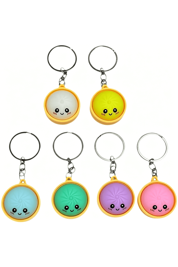 Dumpling Keychain, 6Pcs Mini Dumplings Keychain, Dumpling Squishies Stress Relief Fidget Key Chain for Backpacks Keys Bags