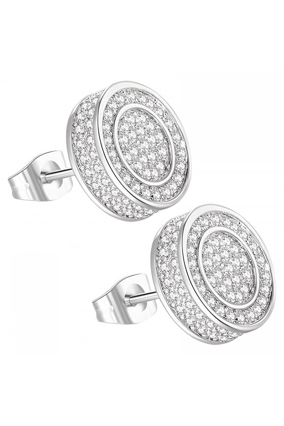 Ear Jewelry Round Alloy 1 Pair Silver Mens Earrings