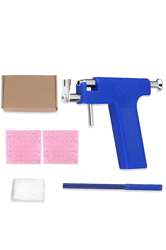 Ear Nose Piercing Kits Body Piercing Gun with Metal Studs Silicone Backs Ear Piercing Gun Kit (Plastic+ Metal)