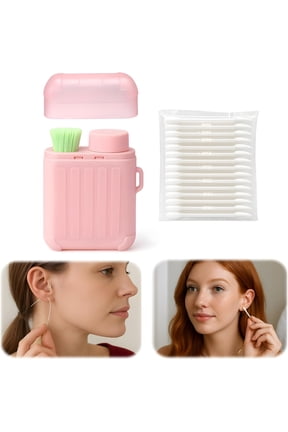 Ear Piercing Cleaner,Ear Piercing Cleaning Kit,Earring Hole Piercing Aftercare Cleaning Tool Set with 240Pcs Disposable Ear Piercing Cleaner Floss,50Pcs Cotton Swabs for Girl Women Men,Pink