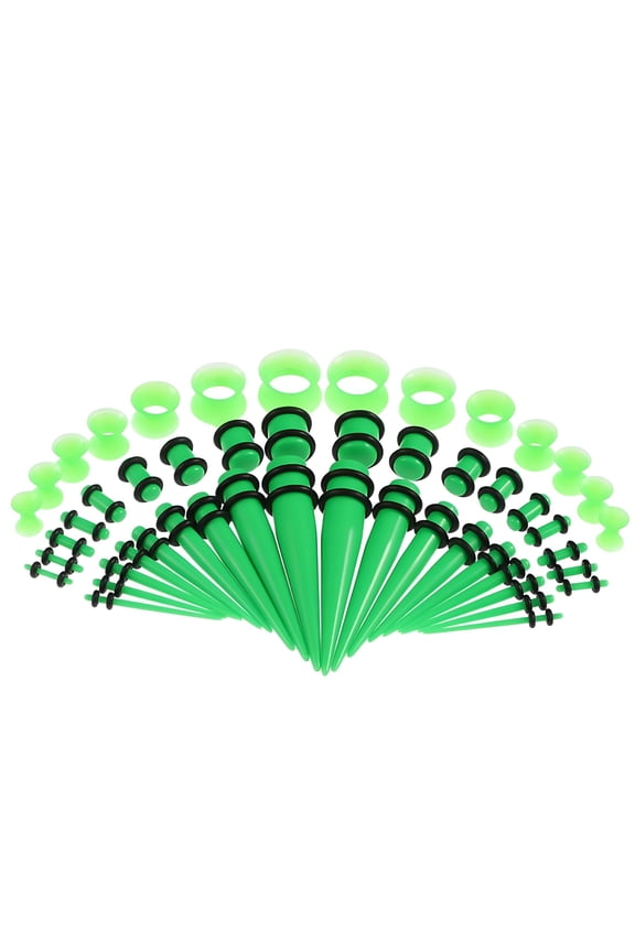 Ear Stretching Kit 50 Pcs 14G-00G Acrylic Tapers Plugs Silicone Tunnels Gauges Expander Set Body Piercing Jewelry
