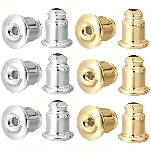 DESIGNICE Earring Backs 12Pcs Bullet Clutch Earring Backs Replacements for Studs/Droopy Ears/Heavy Earrings,Secure Locking Pierced Backing Backstop,Mixed Color