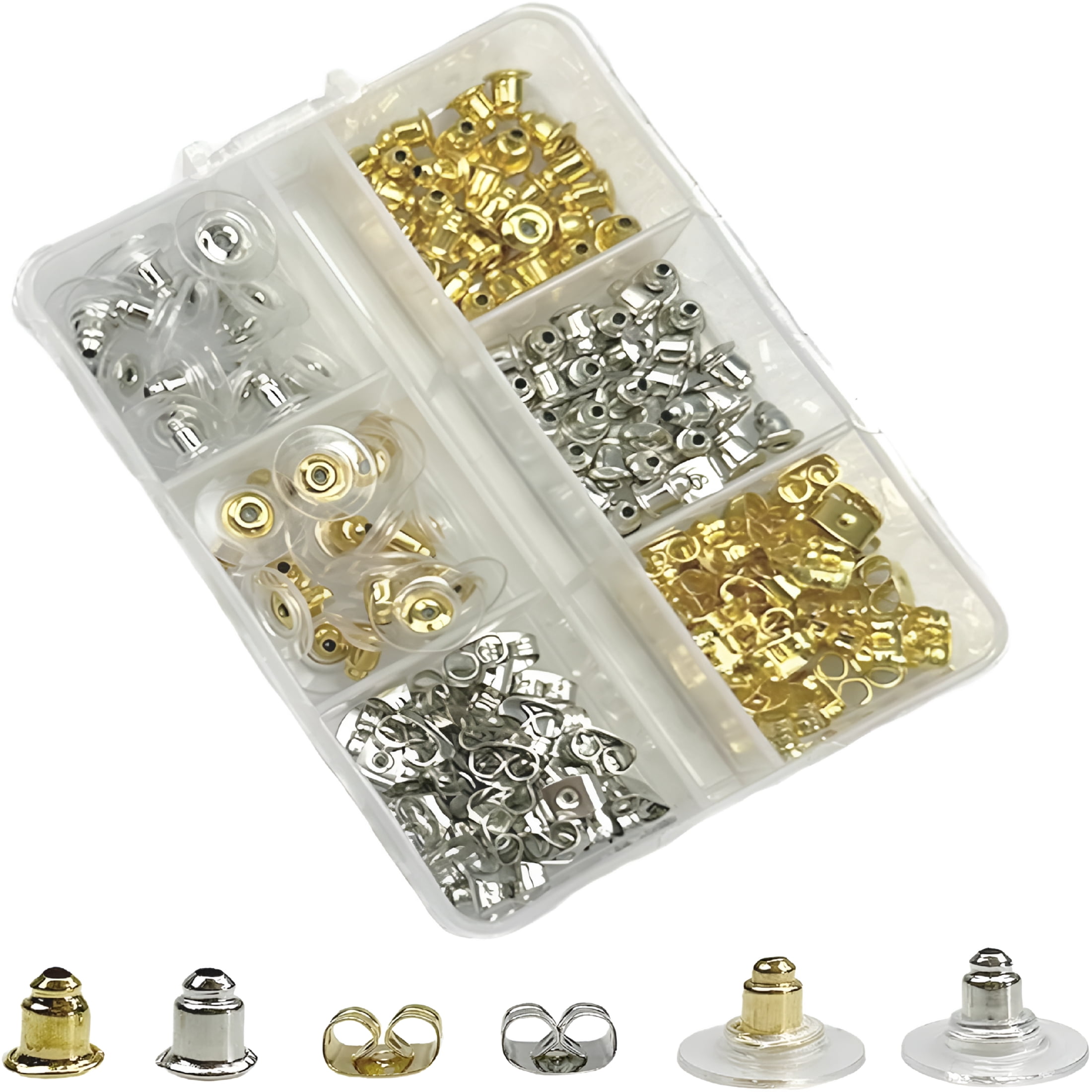 DESIGNICE Earring Backs - 6 Styles, 170 Pcs, Hypoallergenic Metal ...