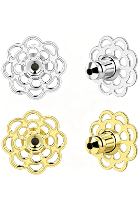 4Pcs Flower Shape Earring Backs for Heavy Earrings, Ultra-Lightweight Lifter Support for Droopy Ears, Secure Locking Stud Backings, Mixed Color