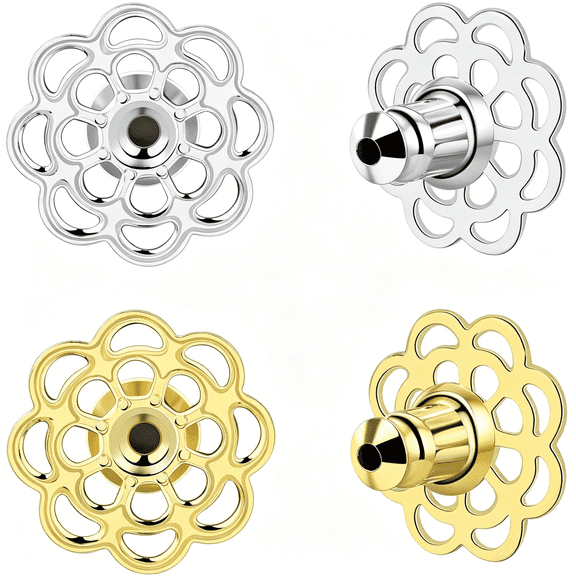 DESIGNICE Earring Backs for Droopy Ears, 4Pcs Flower Shape Earring Support Backs Replacements for Heavy Earrings Tight Locking Earring Backs for Studs Large Pierced Lifter Backings,Mixed Color