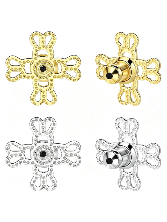 Earring Backs for Droopy Ears, 4Pcs Lightweigh Earring Lifter Backs for Heavy Earrings Tight Locking Flower Shape Earring Backs for Studs Large Pierced Support Backings,Mixed Color