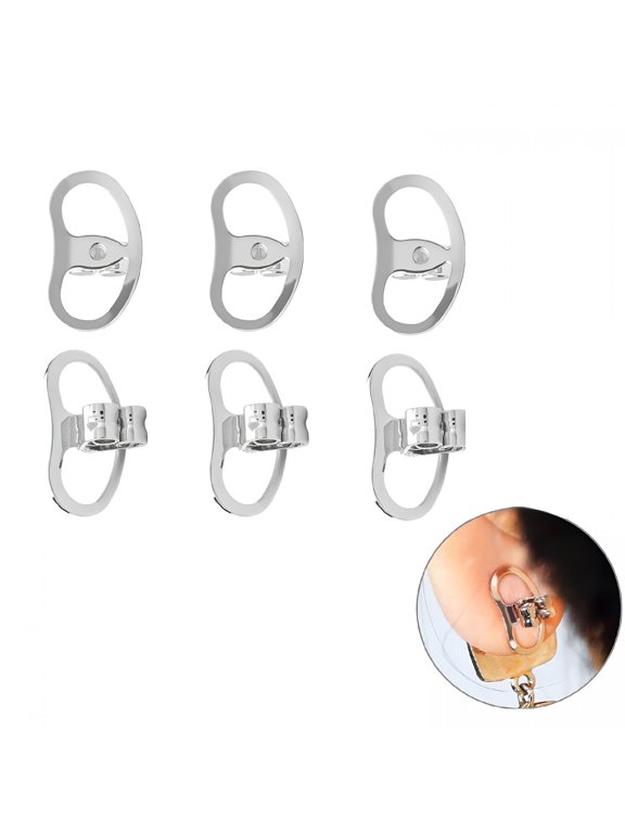 Earring Backs for Droopy Ears Adjustable Heavy Earrings Lifters Backs 6Pcs (Silver),Comfortable Secure Earring Supports for Men and Women,Prevents Drooping and Pulling