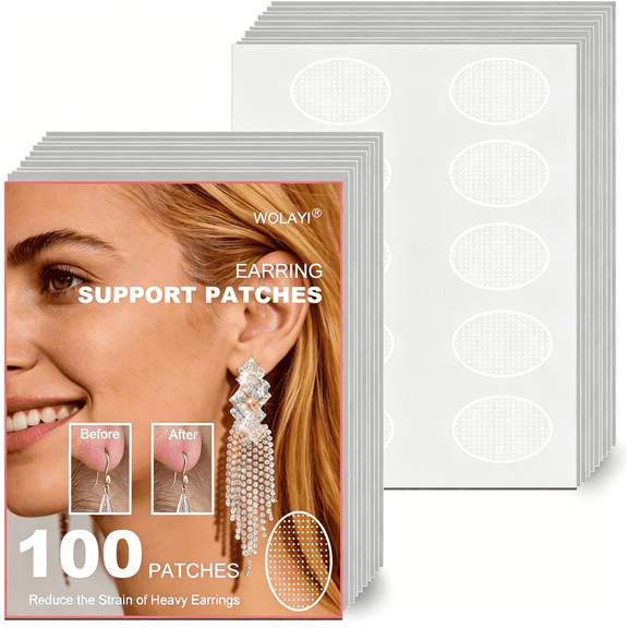 DESIGNICE Earring Backs for Droopy Ears,Clear Earring Support Patches,Ear Lobe Support Patches for Pierced Ears,Adhesive Ear Backs for Heavy Earrings Torn Stretched Earlobes,Light &Amp; Latex-Free