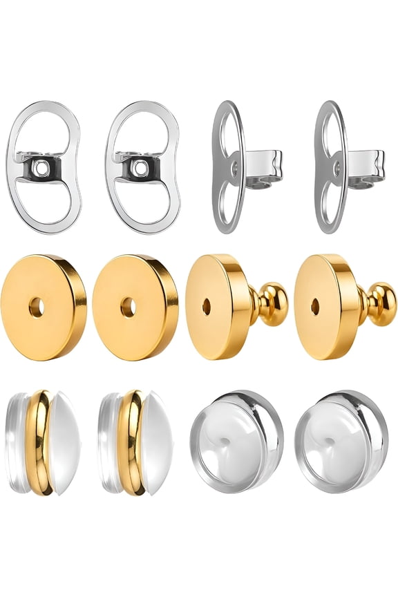 Earring Backs for Droopy Ears Heavy Earrings - Replacements Locking Ear Supports | 6 Pairs Secure Stud Clutches for Sensitive Skin