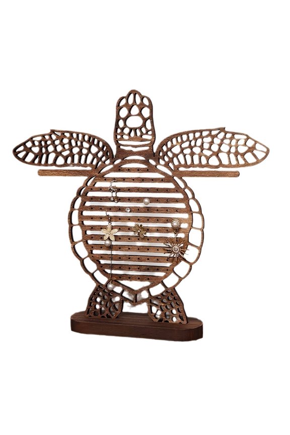 Earring Display,Creative Turtle Shape Sea Turtle Earring Display Organizer,Material Earrings Organizer,Brown