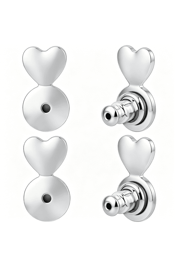 Earring Lifter Backs, Earring Backs for Droopy Ears 4PCS Tight Locking Heart-Shape Backings for Heavy Earrings Studs Large Pierced Support Backers Replacements for Sagging Earlobe