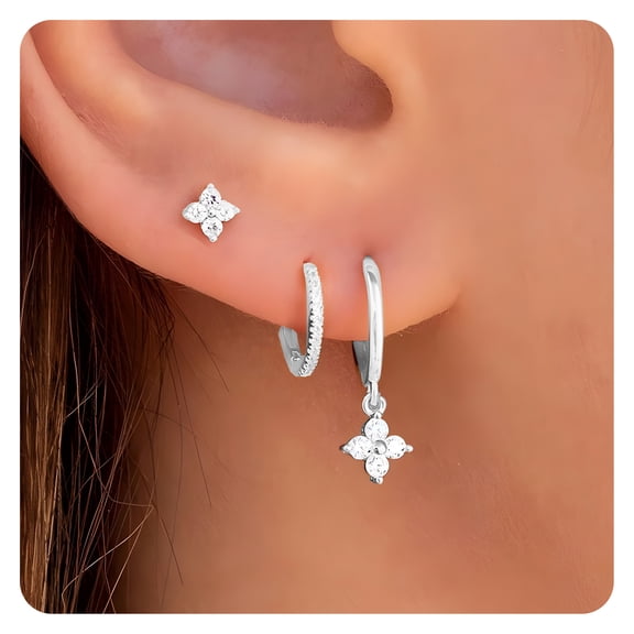 DESIGNICE Earring Set,Copper Plated with Silver Earring Sets for Women,Exquisite Small Earrings Studs Earrings for Women,3Pcs