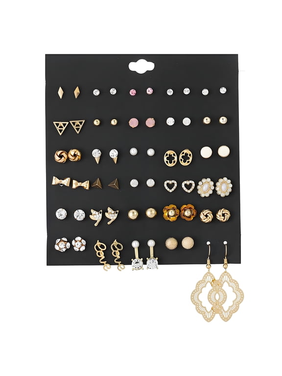 Earring Set,Multiple Styles Earring Sets for Women,Low Sensitivity Stud Earrings for Women Small Earrings,30Pairs