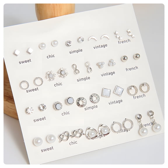 DESIGNICE Earring Sets,Alloy Earring Sets for Women,Hollowed-Out Geometry Cute Earrings,Stud Earrings for Women Daily Commuting and Office Work,20Pairs