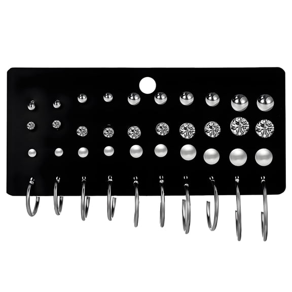 DESIGNICE Earring Sets,Alloy Earring Sets for Women,Simple Stylish Hypoallergenic Earrings Cute Earrings,20Pairs,Silver