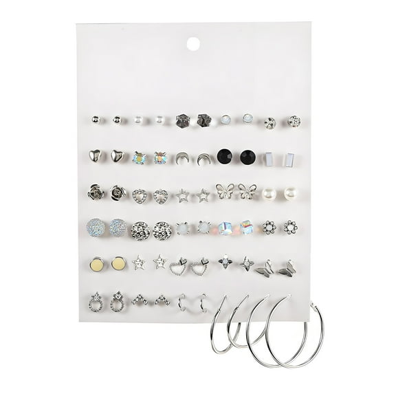 DESIGNICE Earring Sets,Alloy Earring Sets for Women,Stylish Simple Stud Earrings Hypoallergenic Earrings for Women,30Pairs