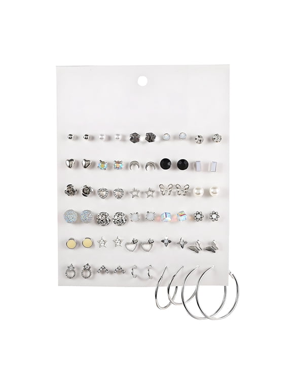 Earring Sets,Alloy Earring Sets for Women,Stylish Simple Stud Earrings Hypoallergenic Earrings for Women,30Pairs