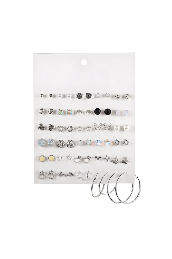 Earring Sets,Alloy Earring Sets for Women,Stylish Simple Stud Earrings Hypoallergenic Earrings for Women,30Pairs