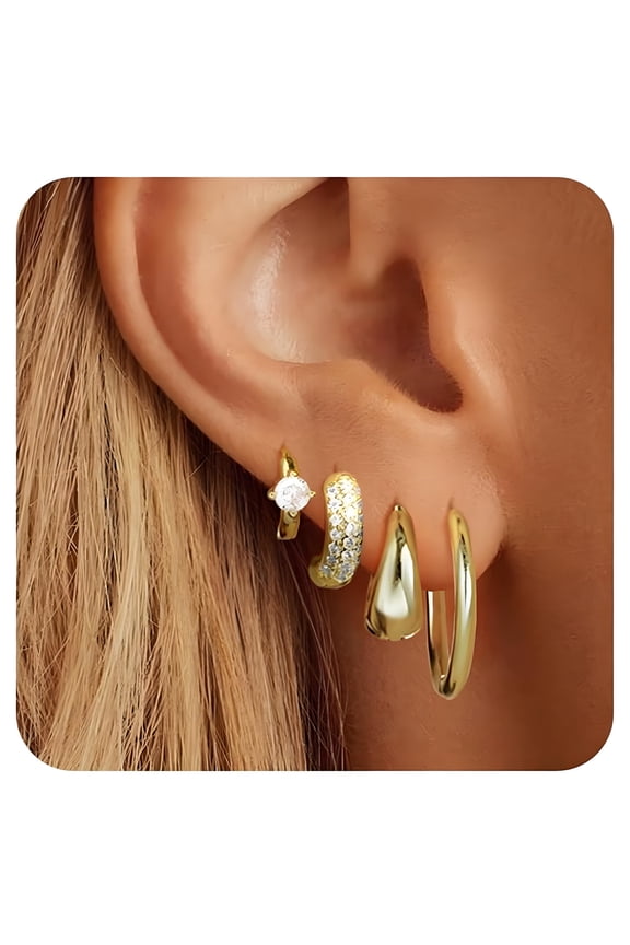 Earring Sets,Copper Earring Sets for Women,Valentine’s Day Jewelry Gift Small Earrings for Women Womens Earrings,4Pcs