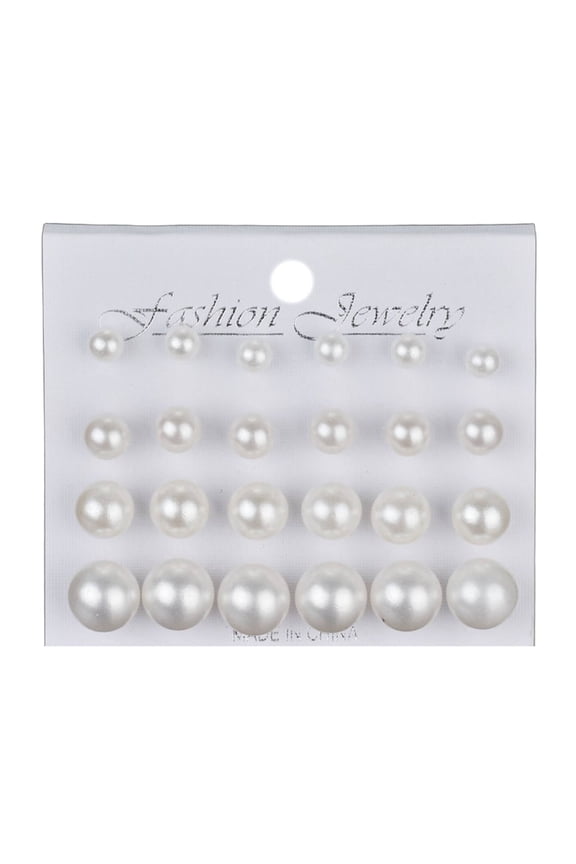 Earring Sets for Women Multiple Sizes Pearl Earrings for Women Fashionable and Versatile Studs Earrings for Women White