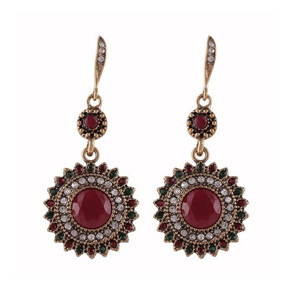 DESIGNICE Earrings,Bohemian Elements Helix Earrings,Free-Spirit Vibe Fashion Forward Clip on Earrings,Gold & Red