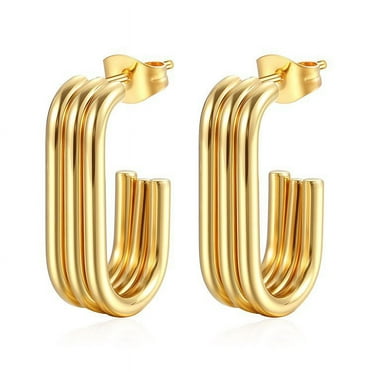 DESIGNICE Earrings,Earrings For Women,Stylish Gold Plated,Stainless Steel Earrings,Thick Open Lightweight Hypoallergenic Twisted Earrings