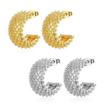 DESIGNICE Earrings,Earrings for Women,Gold Earrings,Thick Open,Hypoallergenic Twisted Earrings