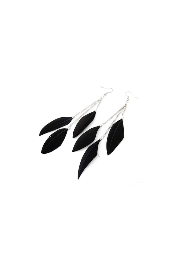 Earrings,Fashionable Feather Design Helix Earrings,Unique Charm Stylish Ear Cuffs,Black