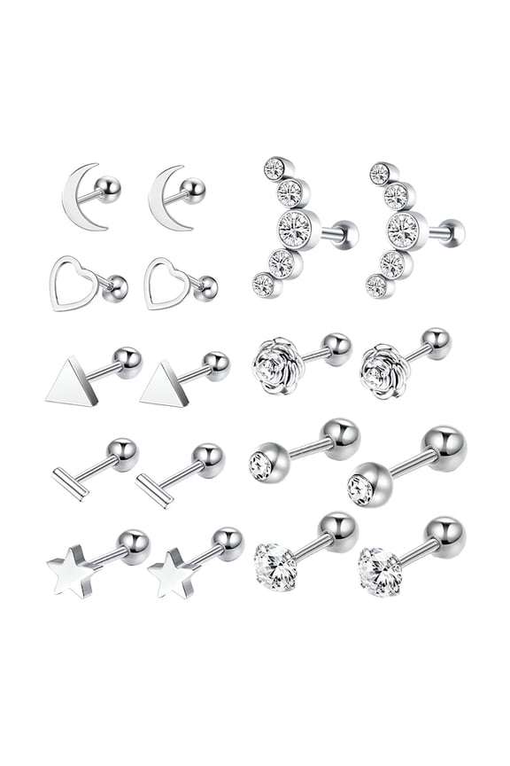 Earrings Flat Back Flower Disc Ball Heart Hypoallergenic 16G Ear for Men Women