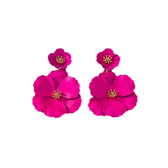 DESIGNICE Earrings,Floral Design Earrings for Women,Creative & Artistic Rhinestone Earrings,Rose Red