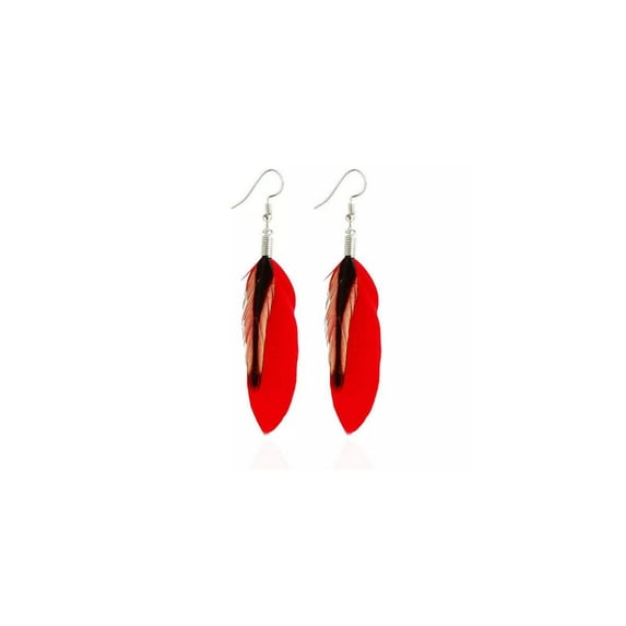 DESIGNICE Earrings,Handmade Feather Design Piercing Earring,Ethnic & Modern Fusion Jewelry,Red