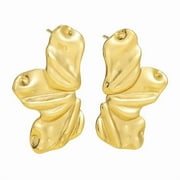DESIGNICE Earrings,Irregular Flower Earrings For Women,Stylish Gold Stainless Steel Earrings,Thick Open Lightweight Hypoallergenic Twisted Earrings