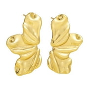 DESIGNICE Earrings,Irregular Flower Earrings For Women,Stylish Gold Stainless Steel Earrings,Thick Open Lightweight Hypoallergenic Twisted Earrings
