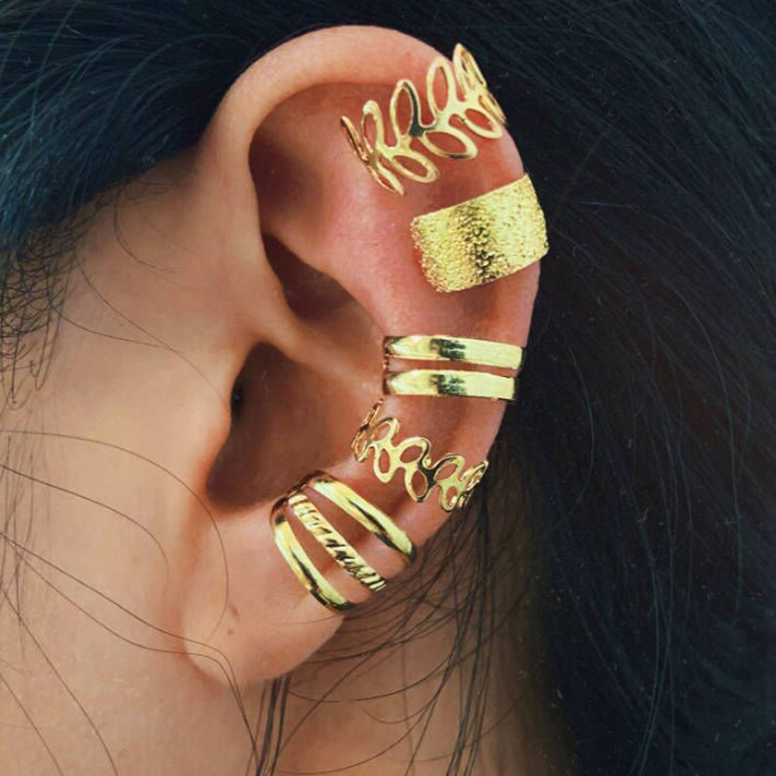 DESIGNICE Earrings U-Shaped Ear Clips Gold Jewelry Ins Wind Gold Hoop Earrings for Women,Style1