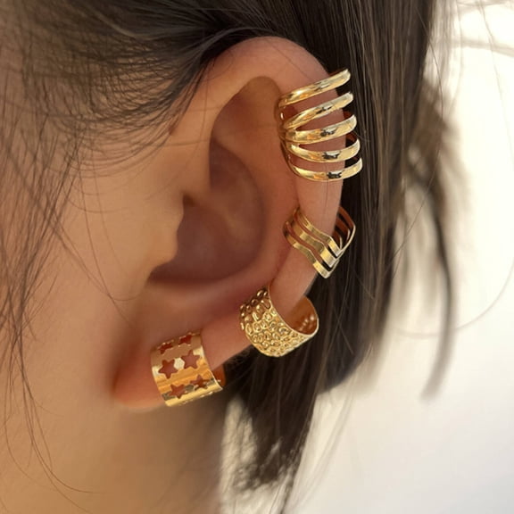 DESIGNICE Earrings U-Shaped Ear Clips Gold Jewelry Ins Wind Gold Hoop Earrings for Women,Style2