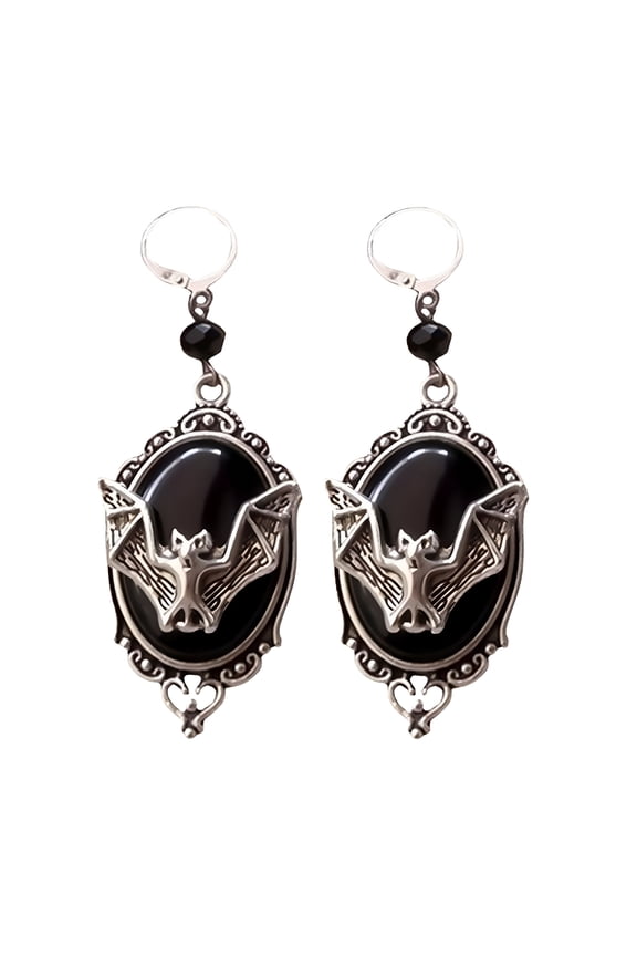 Earrings Women Earring Vintage Bat Oval Dangle Huggie Halloween Party Jewelry Gift Black Jewelry Earrings Gifts