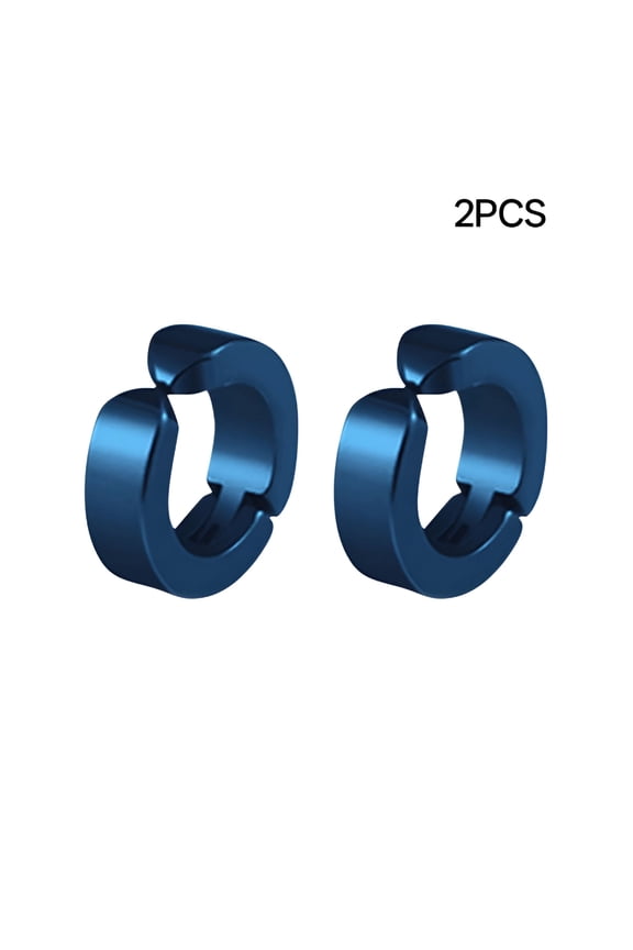 Earrings for Men and Women Titanium Steel Round Small Non-Piercing Ear Clip Jewelry Blue