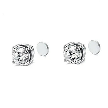 DESIGNICE Earrings for Women,Magnetic Earrings Statement Earrings for Women,No Piercing Zircon Sparkle Womens Earrings,Silver