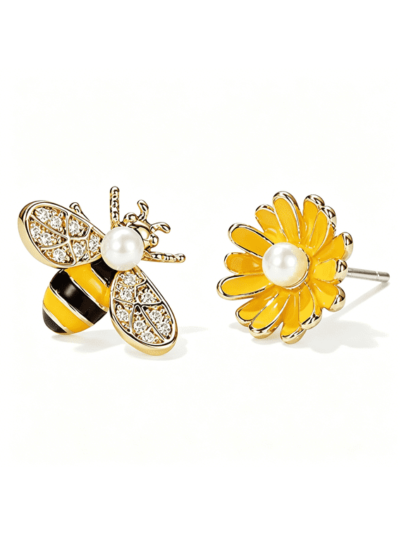 Earrings for Women Trendy,Bumble Bee Daisy Stud Earrings for Women,Cute Animal Jewelry Gifts for Women