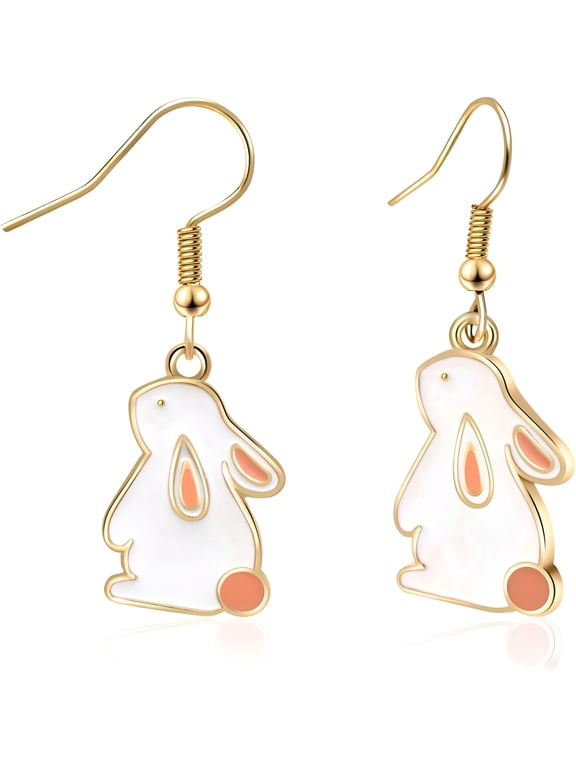 Easter Basket Stuffers Bunny Earrings for Women Cute Rabbit Alloy Dangle Earrings Party Costumes Accessories